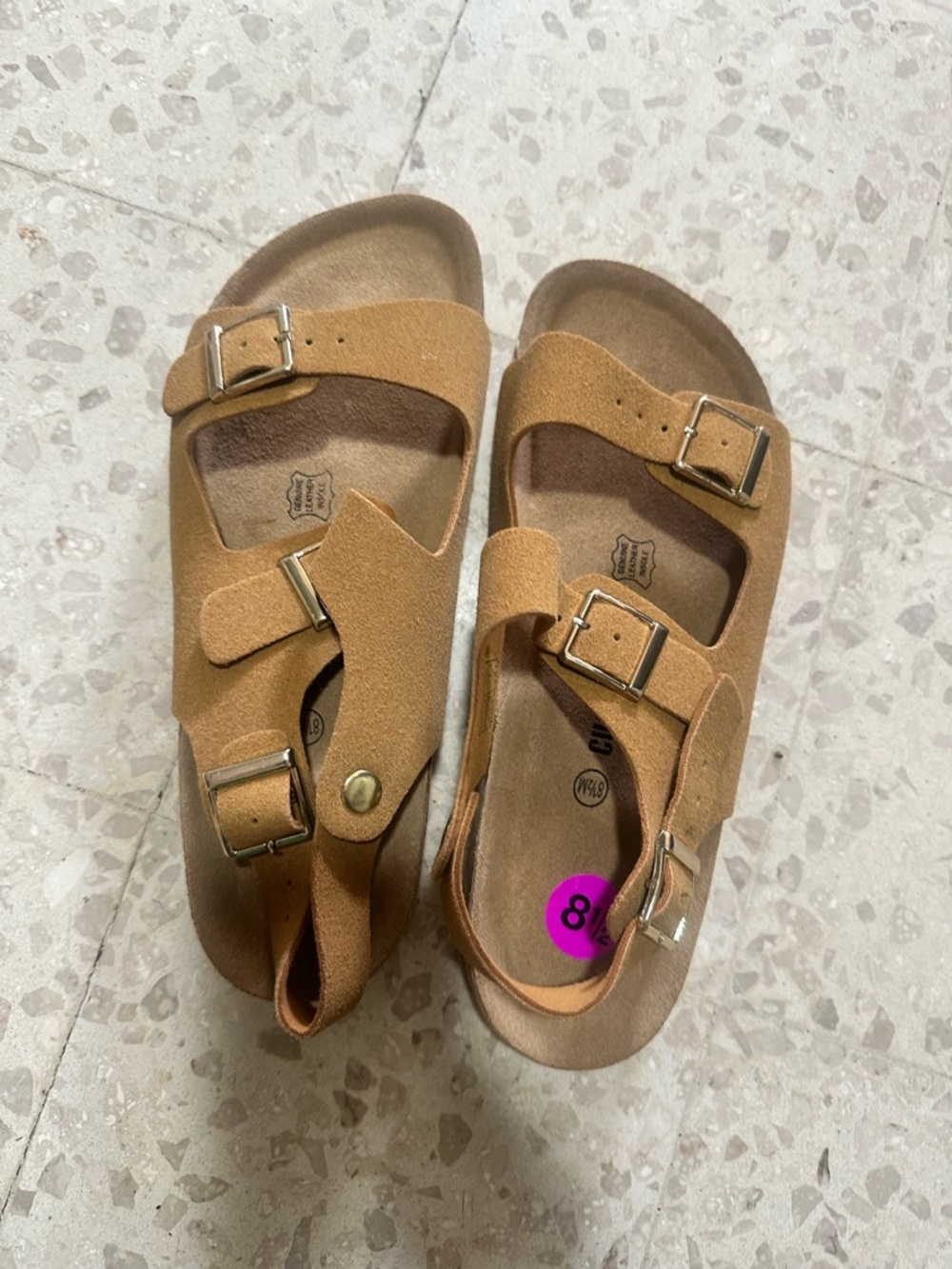 Cushionaire Suede Buckle Sandals in Tan New no tags.